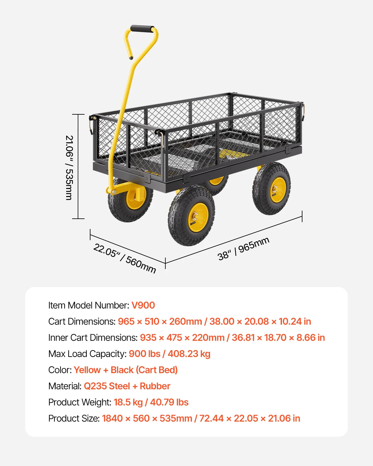 Heavy-Duty 900 lb Garden Cart – 2-in-1 Convertible Steel Wagon with All-Terrain Wheels