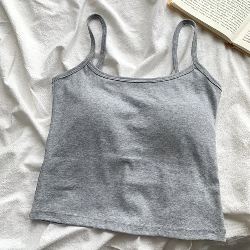 Junior's Slim (Sm/Med) Essential Stretch Tank Top – Lightweight Summer Camisole Sewn In Pads