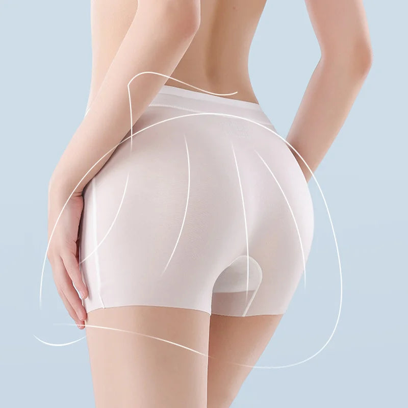 Ice Silk Seamless High-Waist Slip Shorts (4-Pack) – Breathable Anti-Chafing Boxer Brief Panties for Women