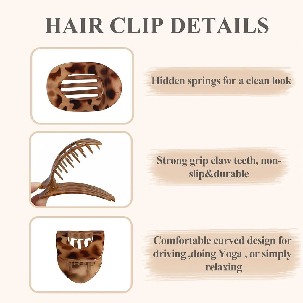 4-Pack Flat Lay Hair Clips – Comfortable No-Bump Claw Clips for Everyday Wear