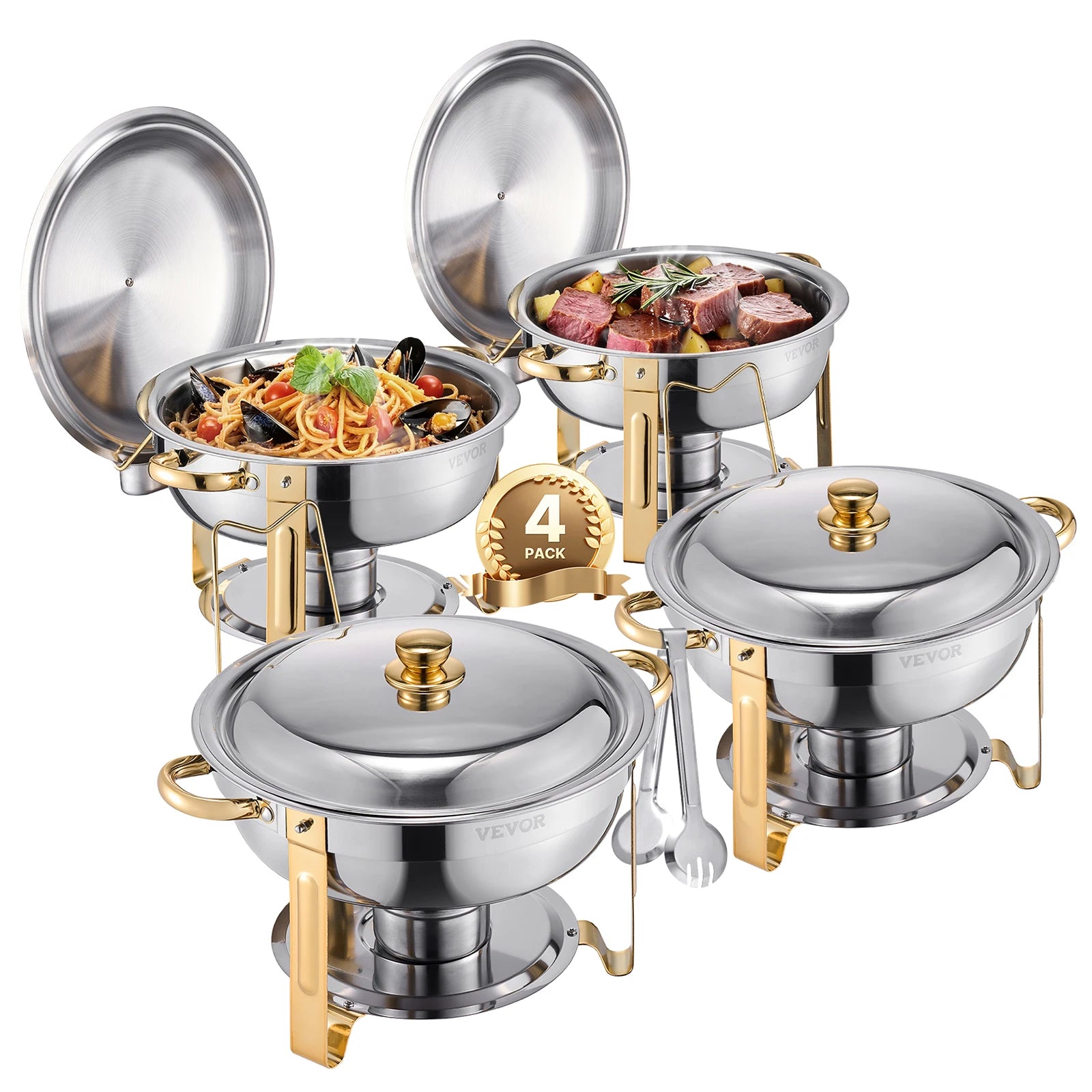 Elegant 5QT Chafing Dish Set – Gold Buffet Food Warmer with Folding Stand