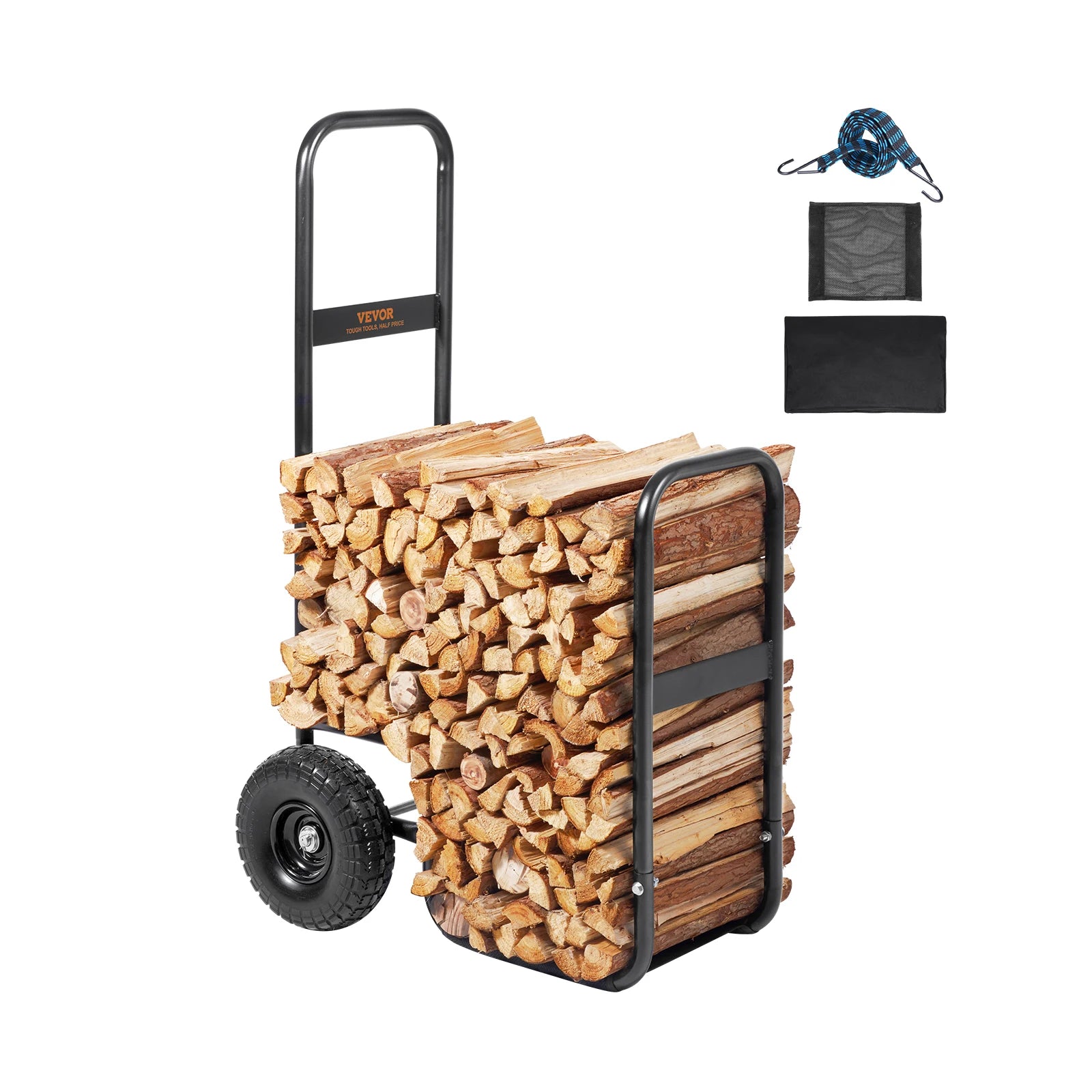 Heavy-Duty Firewood Cart with Wheels – 250 lb Outdoor Log Carrier