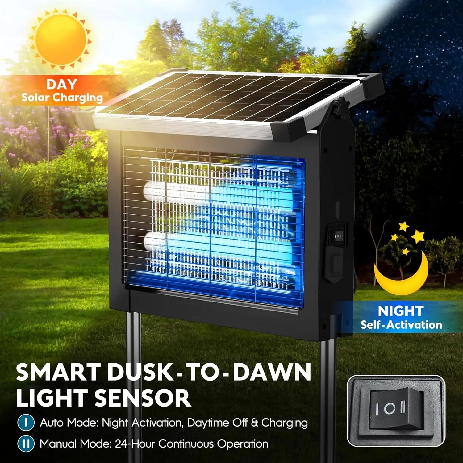 Solar Bug Zapper Outdoor with Adjustable Solar Panel, 4500V