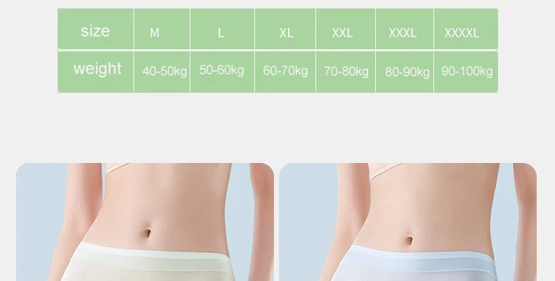 Ice Silk Seamless High-Waist Slip Shorts (4-Pack) – Breathable Anti-Chafing Boxer Brief Panties for Women